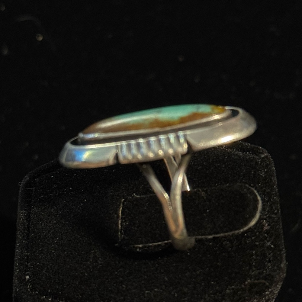 Vintage Native American Turquoise Sterling Silver Ring Size 5 - Picture 4 of 7